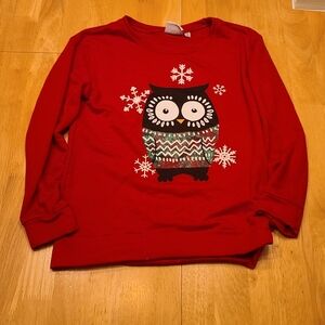 Girl's Owl Christmas Winter Red Sweater